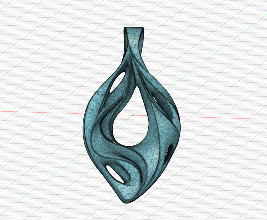 Original CAD model of the UNDA pendant on a modelling grid